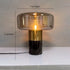 Contemporary Nordic Glass Cylindrical Shade Iron Marble Base 1-Light Table Lamp For Home Office