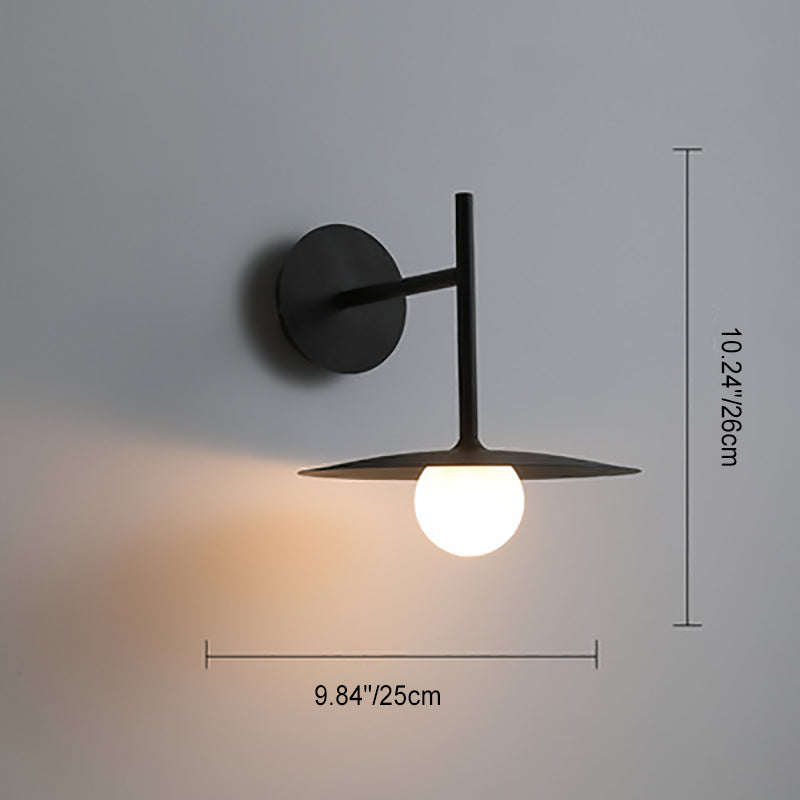 Modern Minimalist Iron Glass Disc Round Plate 1-Light Wall Sconce Lamp For Living Room