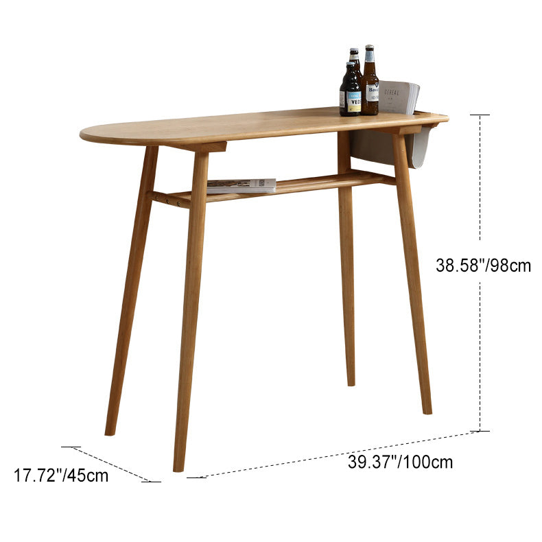 Contemporary Scandinavian Long Oval Wood Bar Table 2-Tier For Dining Room