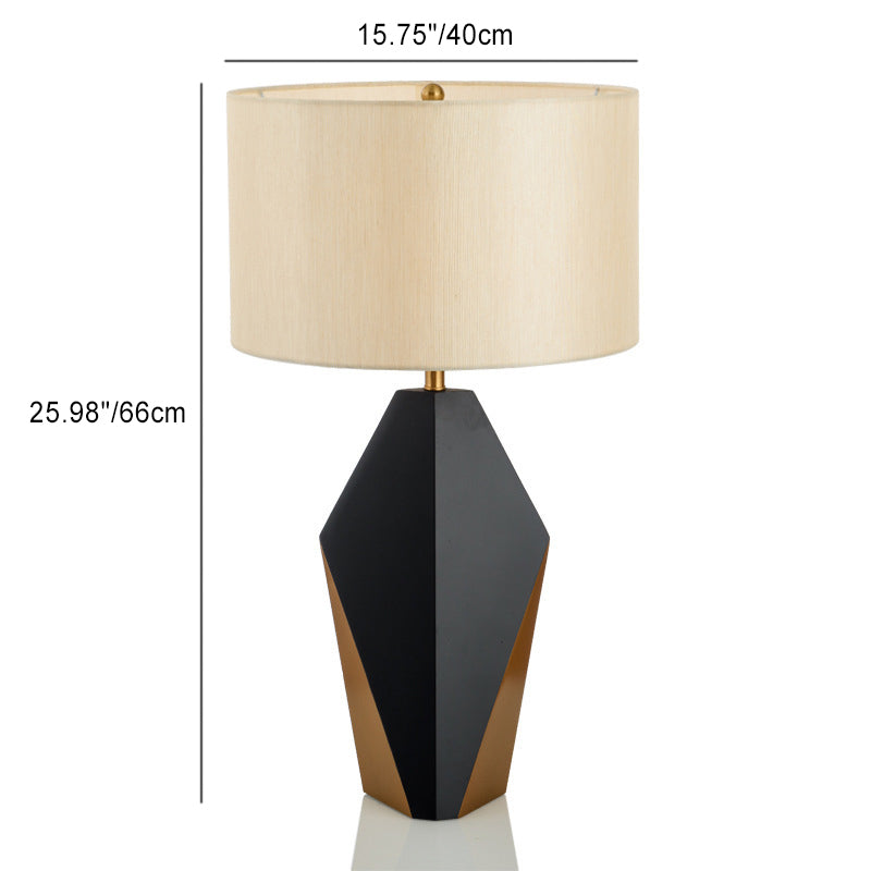 Modern Minimalist Cylinder Iron Fabric 1-Light Table Lamp For Bedroom