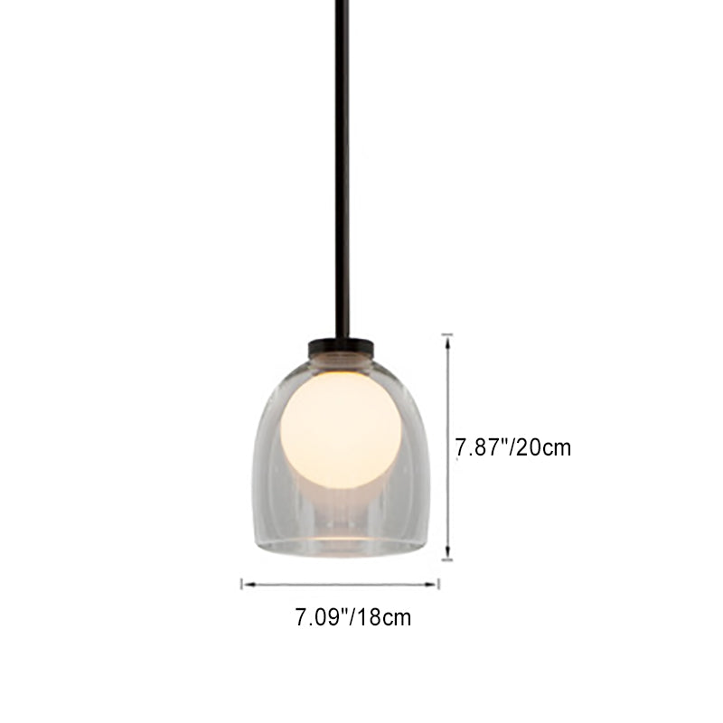 Modern Minimalist Cylinder Orb Glass 1-Light Pendant Light For Living Room