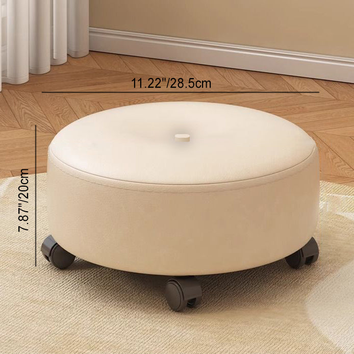 Modern Minimalist Removable Round Microfiber Leather Solid Wood Chair Backless Armless For Living Room