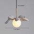 Modern Simplicity Resin Leaf Texture Glass Ball Shade 1-Light Pendant Light For Dining Room