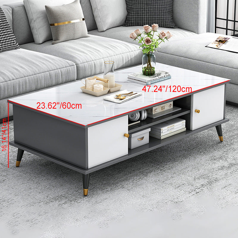 Contemporary Nordic Rectangular MDF Iron Coffee Table 1/2 Drawer For Living Room