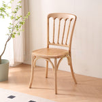 Traditional Vintage Round Rattan Solid Wood Dining Chair Backrest For Dining Room