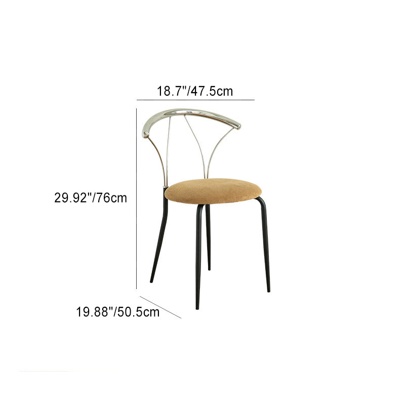 Contemporary Nordic Round Scalloped Backrest Fabric Corduroy Stainless Steel Dining Chair For Dining Room