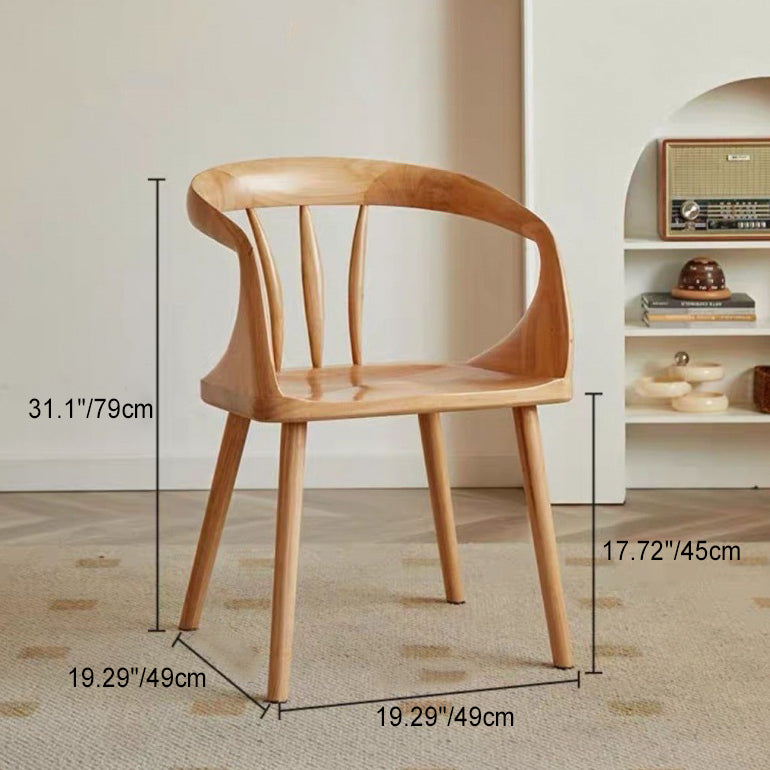 Contemporary Scandinavian Round Back Solid Wood Dining Chair Backrest Armrest For Dining Room