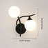 Contemporary Simplicity Iron Curved Line Spherical Glass Shade 2-Light Wall Sconce Lamp For Bedroom