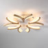 Contemporary Scandinavian Branch Flower Wood Iron Acrylic LED Semi-Flush Mount Ceiling Light For Living Room