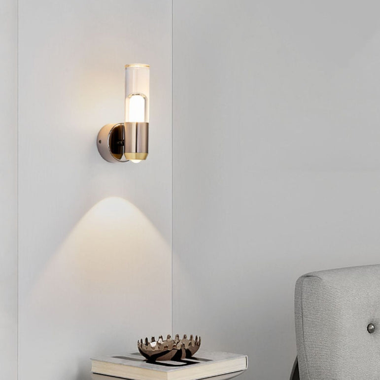 Contemporary Scandinavian Cylindrical Iron Aluminum Acrylic LED Wall Sconce Lamp For Living Room