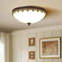 Traditional Vintage Dome Round Iron Glass LED Flush Mount Ceiling Light For Living Room