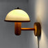 Traditional Japanese Wood Mushroom Design 1-Light Wall Sconce Lamp For Living Room