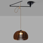 Traditional Farmhouse Iron Wood Cone Disc Ball Iron 1-Light Pendant Light For Dining Room