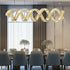 Modern Luxury Stainless Steel Crystal Double Loop Wave LED Chandelier For Dining Room