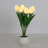 Modern Art Deco PU Ceramic Tulip Simulated Flower LED Table Lamp For Bedside