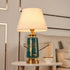 Traditional European Cylinder Ceramic Hardware Fabric 1-Light Table Lamp For Bedroom