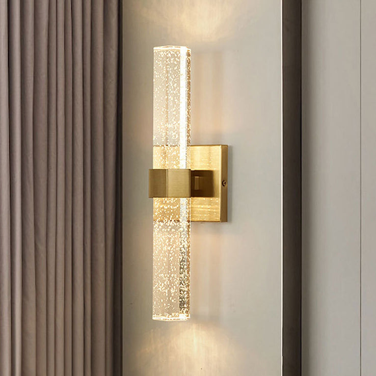 Modern Luxury Hardware Crystal Strip Column LED Wall Sconce Lamp For Bedside