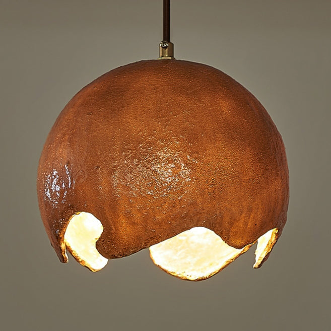 Traditional Japanese Iron Resin Cracked Eggshell Design 1-Light Pendant Light For Dining Room