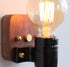 Traditional Vintage Ceramic Round Glass Shade Wood Base 1-Light Wall Sconce Lamp For Bedroom