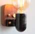 Traditional Vintage Ceramic Round Glass Shade Wood Base 1-Light Wall Sconce Lamp For Bedroom