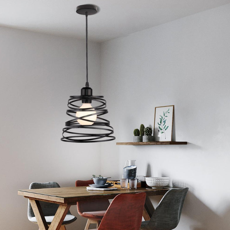 Modern Simplicity Round Spring Iron 1-Light Pendant Light For Living Room