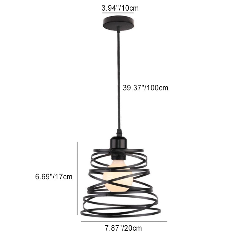 Modern Simplicity Round Spring Iron 1-Light Pendant Light For Living Room