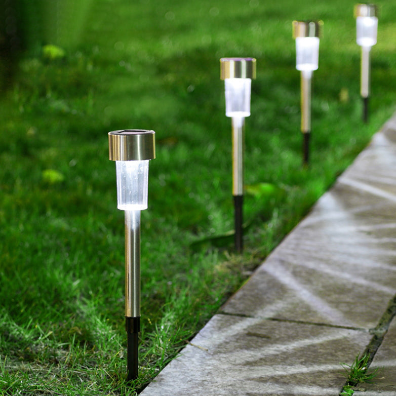 Modern Minimalist Waterproof Solar Cylinder Plastic Stainless Steel LED Landscape Light For Garden