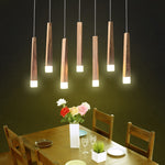 Traditional Rustic Square Long Wood LED Island Light Chandelier For Dining Room