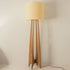 Traditional Chinese Wood Fabric Cylinder 1-Light Standing Floor Lamp For Living Room