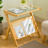 Contemporary Creative Rectangular Geometric Bamboo Glass Side Table 1-Shelf For Living Room