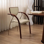Modern Minimalist Solid Wood Arc Stainless Steel Frame Dining Chair Armrest Backrest For Dining Room