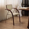 Modern Minimalist Solid Wood Arc Stainless Steel Frame Dining Chair Armrest Backrest For Dining Room