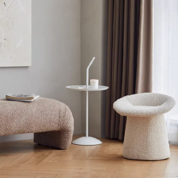 Modern Minimalist Flat Mushroom Metal Lambswool Foam Chair For Living Room