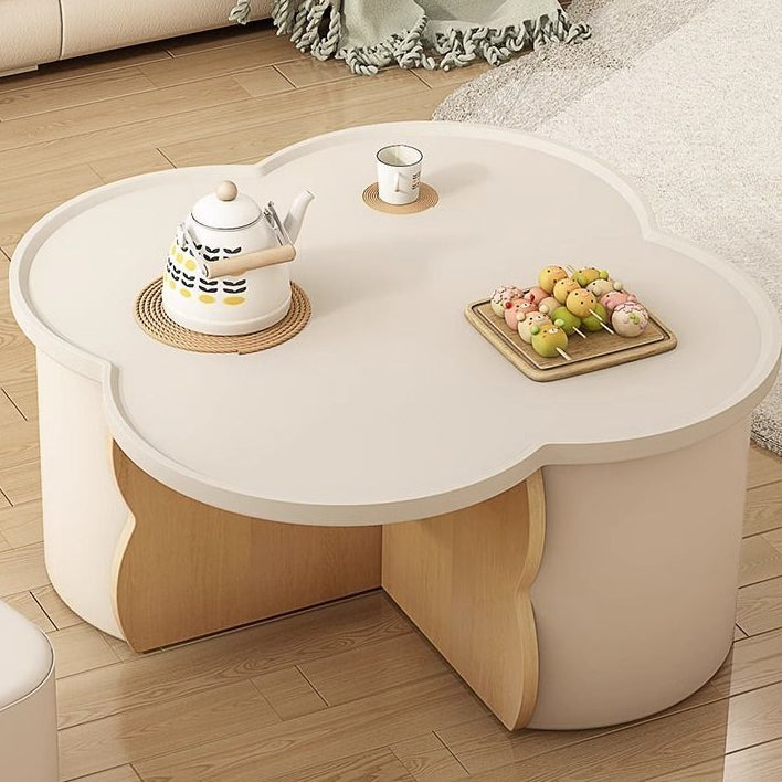 Contemporary Nordic Flower Shape MDF Wood Base Coffee Table For Living Room