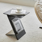 Modern Minimalist Rectangular Z-Shape Wood Metal End Table For Living Room