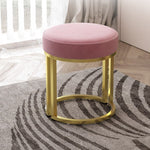 Modern Luxury Cylindrical Cotton Linen Leather Velvet Fabric Iron Vanity Stool For Bedroom