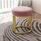 Modern Luxury Cylindrical Cotton Linen Leather Velvet Fabric Iron Vanity Stool For Bedroom