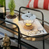 Modern Simplicity Elliptical Glass Iron Movable Side Table 2-Tier For Living Room