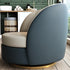 Modern Luxury Round Leather Upholstered Swivel Accent Chair Backrest Armrest For Living Room