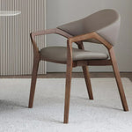 Contemporary Scandinavian Leather Ash Wood Sponge Square Dining Chair Backrest Armrest For Dining Room