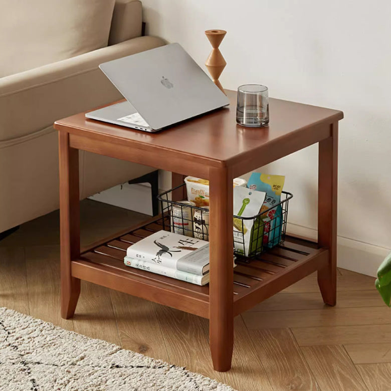 Modern Minimalist Square Wood Coffee Table Four Legs For Living Room