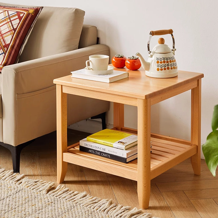 Modern Minimalist Square Wood Coffee Table Four Legs For Living Room