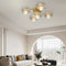 Modern Luxury Brass Acrylic Lotus Leaf Polyhedron Ball 5/11 Light Semi-Flush Mount Ceiling Light For Living Room