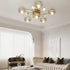 Modern Luxury Brass Acrylic Lotus Leaf Polyhedron Ball 5/11 Light Semi-Flush Mount Ceiling Light For Living Room