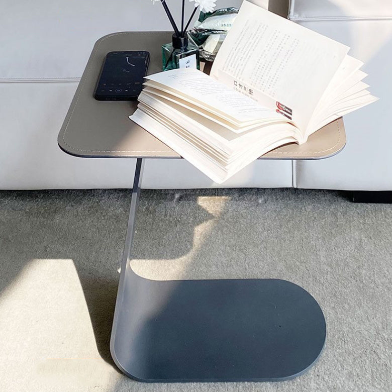 Contemporary Creative C-Shape Saddle Leather Carbon Steel End Table For Living Room