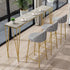 Contemporary Scandinavian Round PU Leather Iron Frame Bar Stool Low Back Footrest For Dining Room