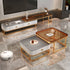 Modern Luxury Square Glass Top Nesting Coffee Table Drawer For Living Room