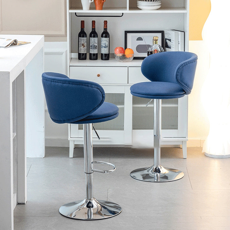 Modern Minimalist Round Fabric Stainless Steel Bar Stool Backrest For Dining Room