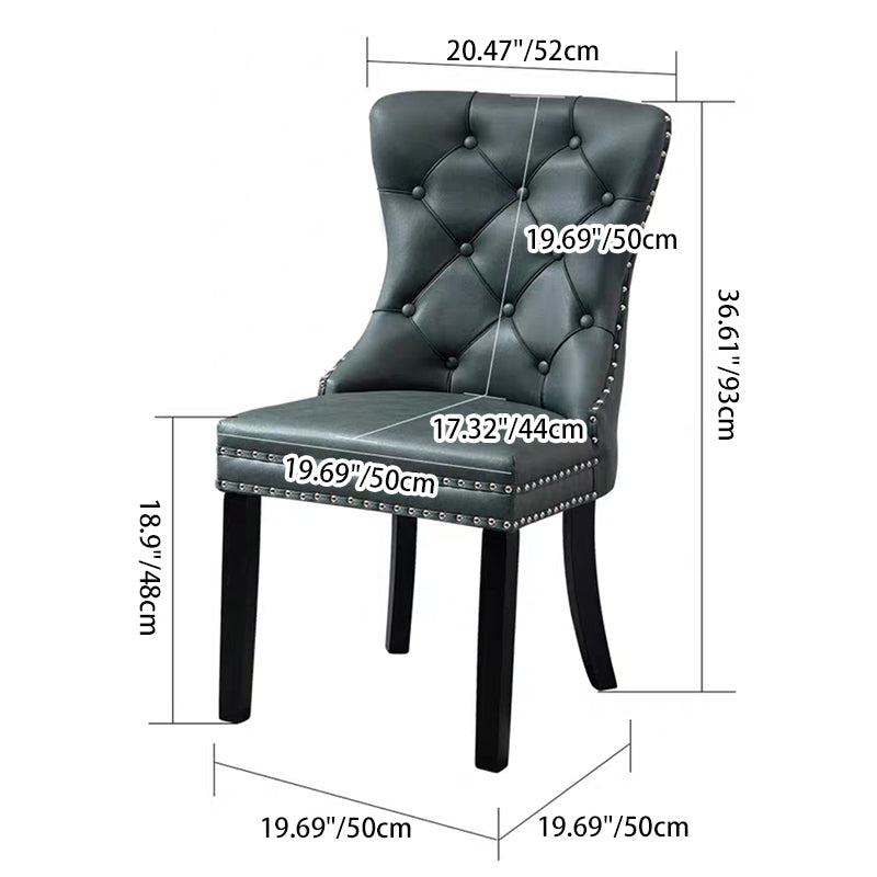 Traditional European Fabric Upholstered Square Dining Chair Tufted Backrest For Dining Room