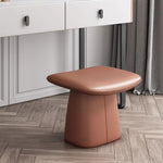 Modern Minimalist Square Microfiber Leather Solid Wood Vanity Stool Backless Armless For Bedroom